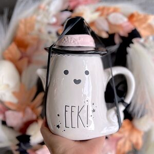 ✨NEW👻Rae Dunn Eek! Ghost with Witch Hat Mug🖤